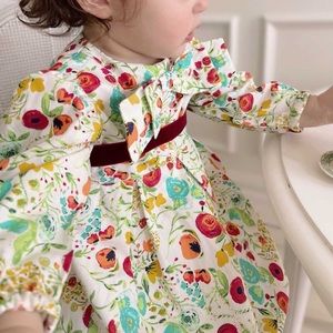 Floral long sleeve classic toddler dress